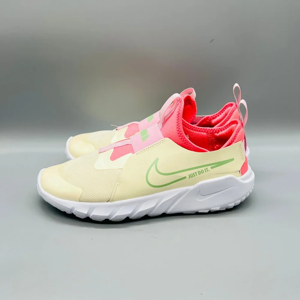 Nike Flex Plus 2 Girls 7Y Ivory Pink Crimson Slip On Running Shoes School